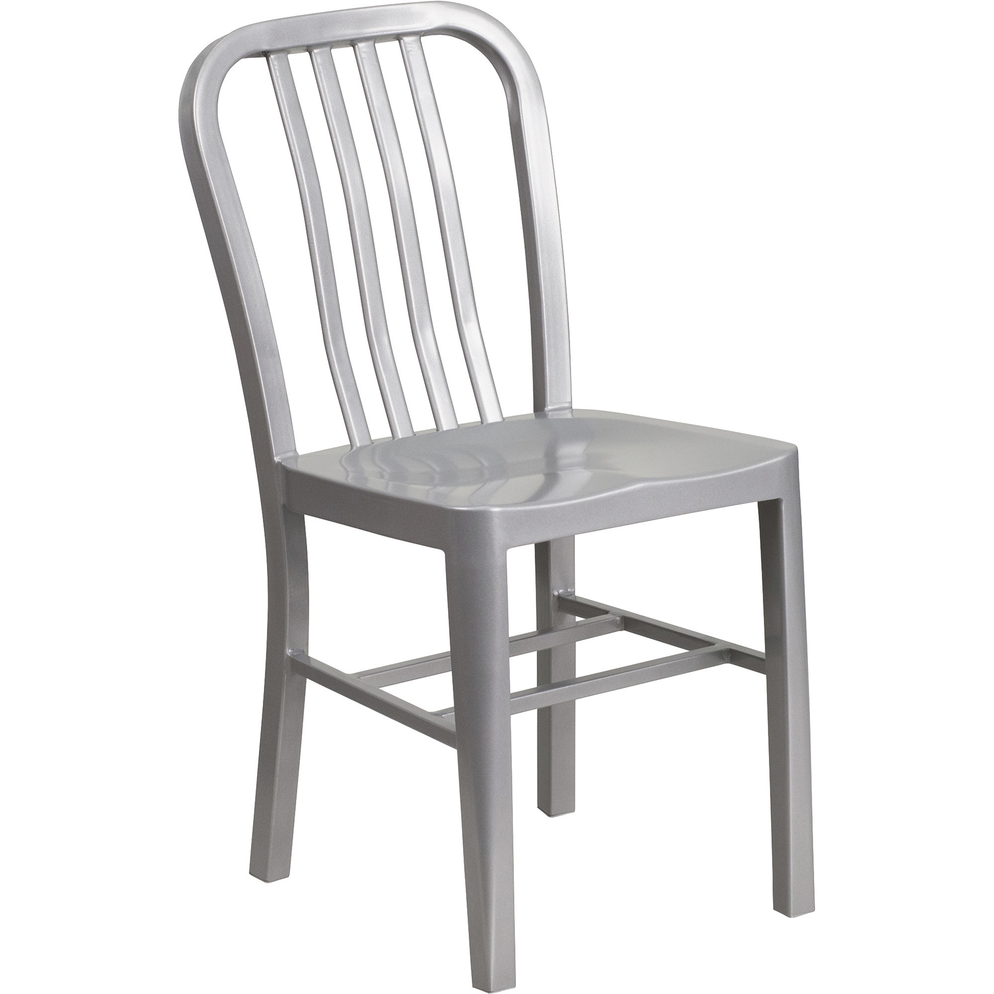 Flash Furniture Industrial-Style Indoor/Outdoor Metal Chair, Silver, 500-Lb. Weight Capacity, Model# CH6120018SIL